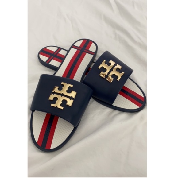 Tory Burch Shoes - Tory Burch Navy Slides